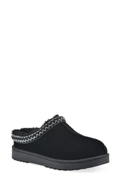 White Mountain Footwear Icebin Faux Shearling Lined Clog Slipper In Black/ Fabric