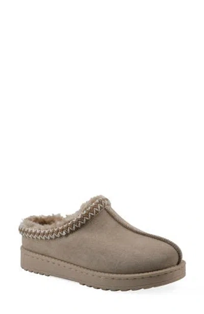 White Mountain Footwear Icebin Faux Shearling Lined Clog Slipper In Dark Beige/ Fabric