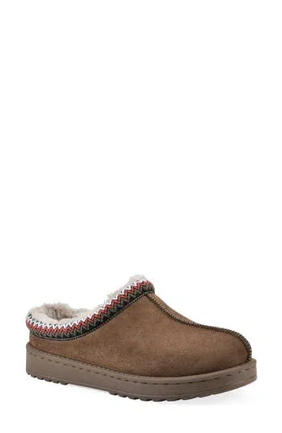 White Mountain Footwear Icebin Faux Shearling Lined Clog Slipper In Dark Chocolate