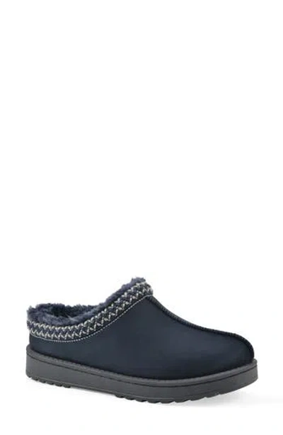 White Mountain Footwear Icebin Faux Shearling Lined Clog Slipper In Navy/ Fabric