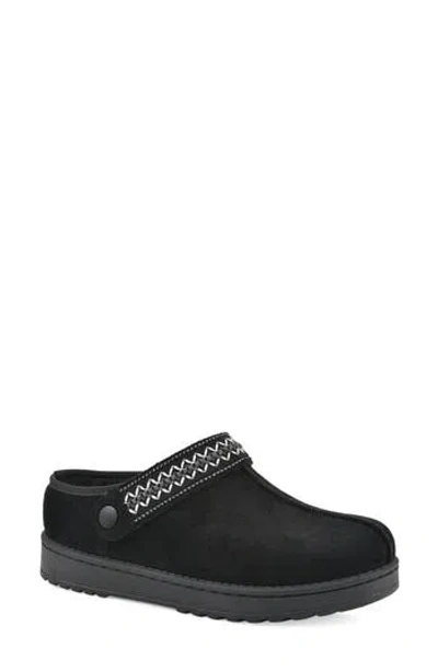 White Mountain Footwear Incast Faux Shearling Lined Clog Slipper In Black/ Fabric