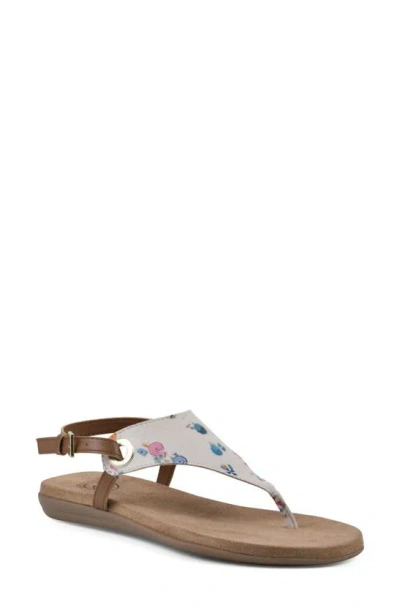 White Mountain Footwear London T-strap Sandal In Cream/ Multi/ Fabric