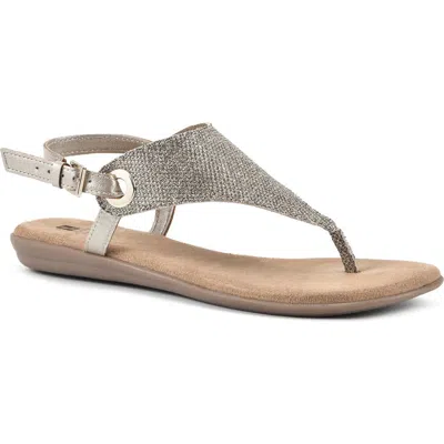 White Mountain Footwear London T-strap Sandal In Gold/glitter/fab
