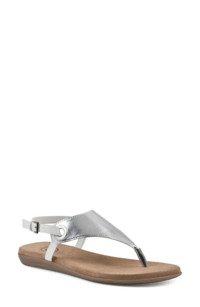 White Mountain Footwear London T-strap Sandal In Silver/ Smooth