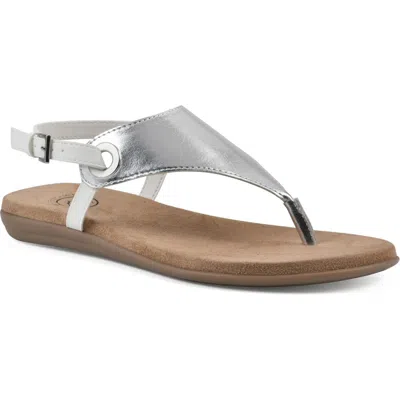 White Mountain Footwear London T-strap Sandal In Silver/smooth