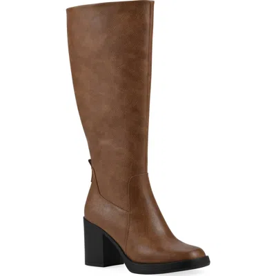 White Mountain Footwear Mackle Tall Shaft Block Heel Boot In Brown