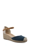 White Mountain Footwear Maintain Espadrille Wedge Sandal In Dark Denim Fabric