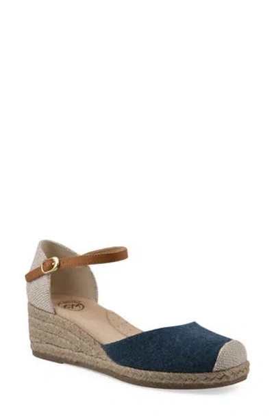White Mountain Footwear Maintain Espadrille Wedge Sandal In Dark Denim Fabric