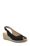 White Mountain Footwear Maize Slingback Wedge Sandal In Black Fabric