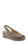 White Mountain Footwear Maize Slingback Wedge Sandal In Metallic Leopard Fabric