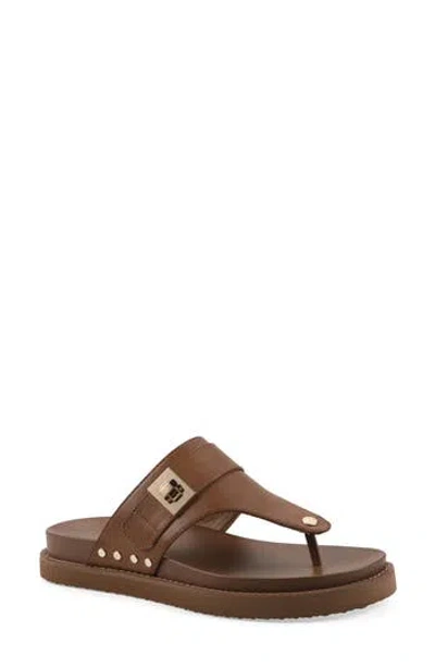 White Mountain Footwear Malabar Thong Sandal In Dark Tan/ Smooth