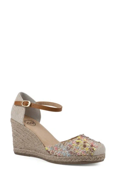 White Mountain Footwear Mamba Espadrille Wedge Sandal In Natural/ Multi/ Fabric