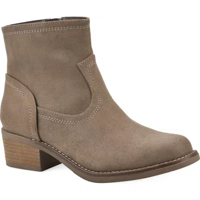 White Mountain Footwear Meringue Western Bootie In Dark Taupe/ Fabric