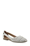 White Mountain Footwear Nobler Laser Cut Sandal In White Burnished Smooth