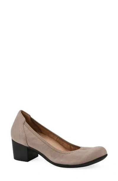 White Mountain Footwear Tripton Block Heel Pump In Taupe/ Fabric
