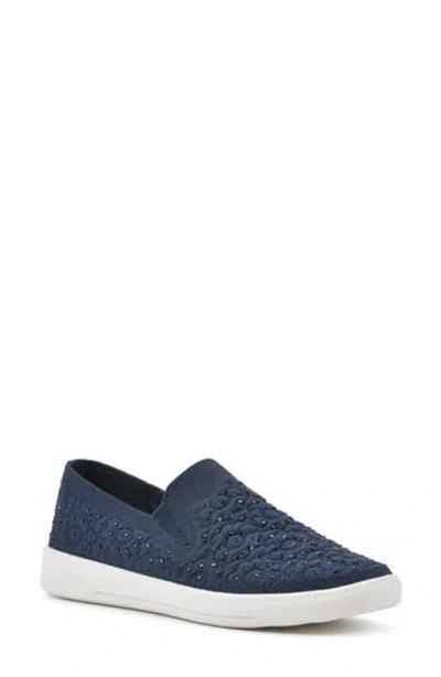 White Mountain Footwear Unit Knit Slip-on Sneaker In Navy/fabric