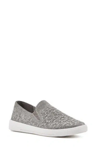 White Mountain Footwear Unit Knit Slip-on Sneaker In Silver/fabric