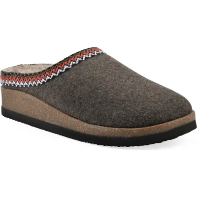 White Mountain Footwear White Mountain Bundle Up Topstitched Faux Shearling Lined Mule Slipper In Brown Fabric