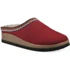 White Mountain Footwear White Mountain Bundle Up Topstitched Faux Shearling Lined Mule Slipper In Winter Red Fabric