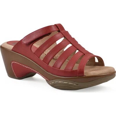 White Mountain Footwear White Mountain Valencia Wedge Sandal In Red Burnished Smooth
