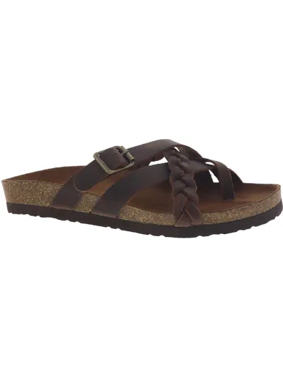 White Mountain Harrington Womens Leather Braided Footbed Sandals In Brown