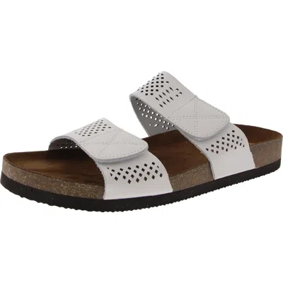 White Mountain Hawkbill Womens Embossed Faux Suede Slide Sandals In Multi