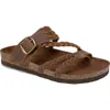White Mountain Hayleigh Womens Leather Slides Footbed Sandals In Multi