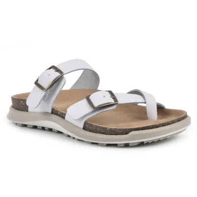 White Mountain Hazy Womens Leather Buckle Footbed Sandals In Multi