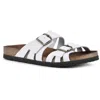 White Mountain Herbal Womens Leather Footbed Slide Sandals In Animal Print