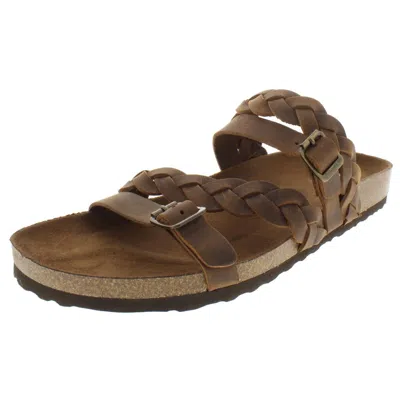White Mountain Holland Womens Buckle Braided Footbed Sandals In Brown