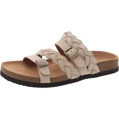 White Mountain Holland Womens Strappy Open Toe Slide Sandals In Sandal Wood Leather