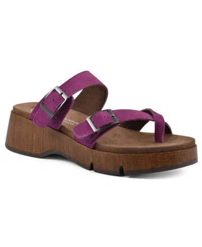 White Mountain Lefter Platform Sandals In Purple Rain Leather