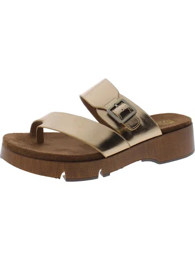 White Mountain Leftover Womens Faux Leather Casual Slide Sandals In Brown