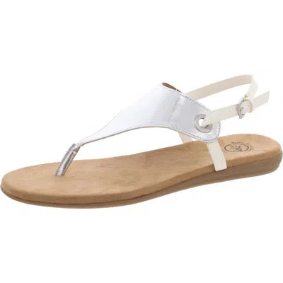White Mountain London Womens Breathable Side Buckle Thong Sandals In Silver