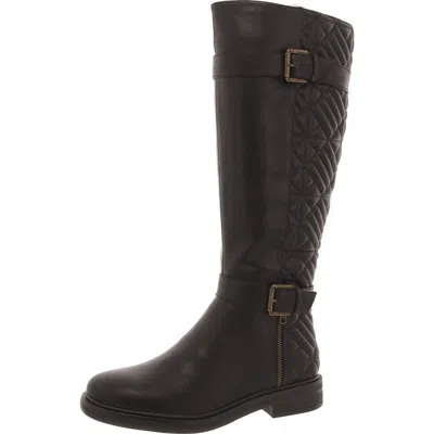 White Mountain Madilynn Womens Faux Leather Faux Fur Knee-high Boots In Black