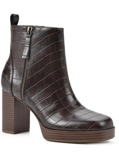 White Mountain Manito Womens Ankle Block Heel Ankle Boots In Brown