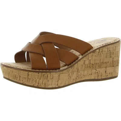 White Mountain Samwell Womens Faux Leather Cork Wedge Heels In Multi
