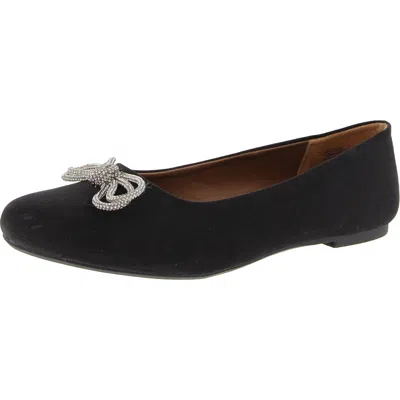 White Mountain Sashimi Womens Bow Shimmer Ballet Flats In Black