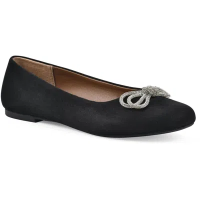 White Mountain Sashimi Womens Rhinestone Textured Ballet Flats In Black Fabric