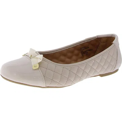 White Mountain Seaglass Womens Faux Leather Almond Toe Ballet Flats In White
