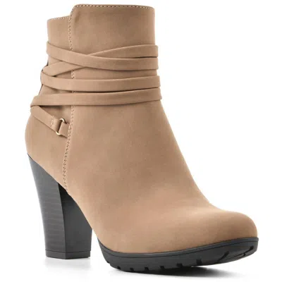 White Mountain Spade Womens Faux Leather Booties Ankle Boots In Beige