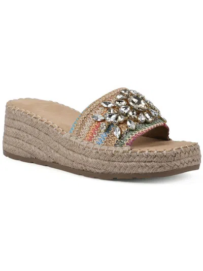 White Mountain Stitch Womens Wedges Espadrilles In Multi