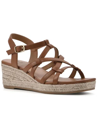 White Mountain Swayze Womens Gladiator Square Open Toe Espadrilles In Brown