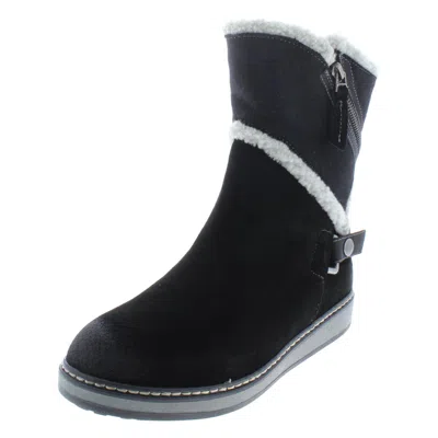 White Mountain Teague Womens Suede Booties Winter Boots In Black