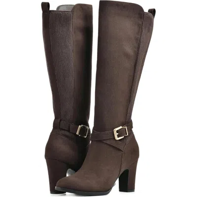 White Mountain Teals Boots Women's Dark Brown Side Zip Knee-high Lion170