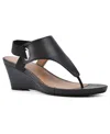 White Mountain All Dres Womens Slingback Open Toe Wedge Sandals In Black,smooth