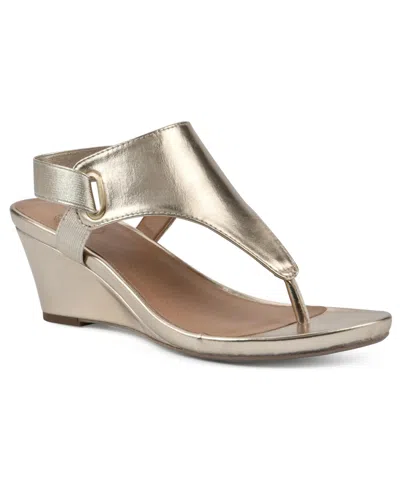 White Mountain Women's All Dres Wedge Sandals In Gold Smooth