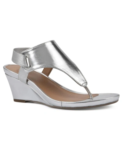 White Mountain Women's All Dres Wedge Sandals In Silver Smooth