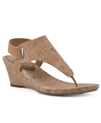 White Mountain Women's All Good Thong Wedge Sandals In Natural Cork