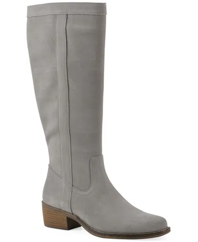 White Mountain Women's Altitude Regular-calf Knee High Boots In Light Gray Suede